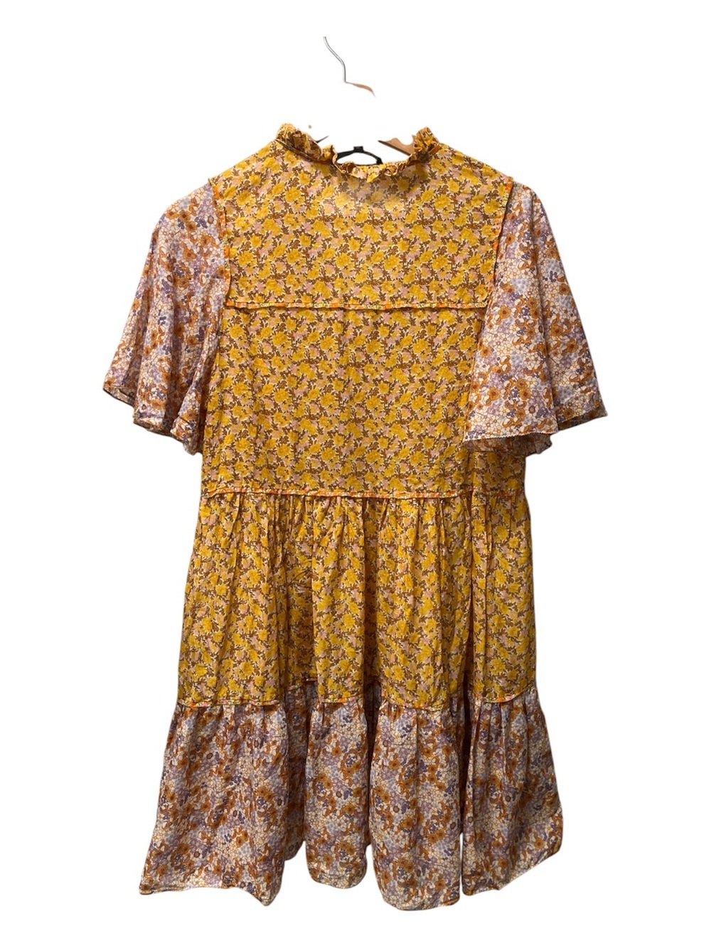 Maje Rissolette Contrast Panel Floral-Print Cotton Dress size 36 - Picture 4 of 9